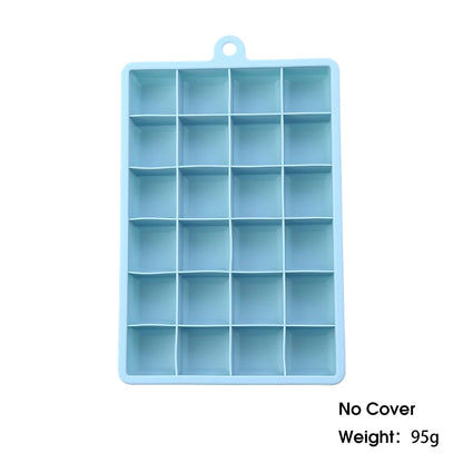 With Lid / No Lid 24-Hole Silicone Ice Tray Square Box Auxiliary Food Puree Cheese Jelly Mold Bar Kitchen Tool Cocktail Cube
