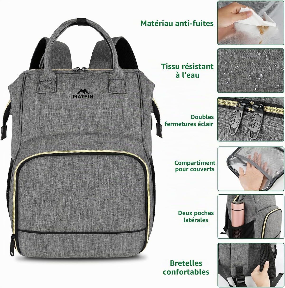 Sac a Dos Isotherme Repas Déjeuner Femme,Pour Ordinateur 15,6 Pouces
