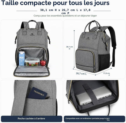 Sac a Dos Isotherme Repas Déjeuner Femme,Pour Ordinateur 15,6 Pouces