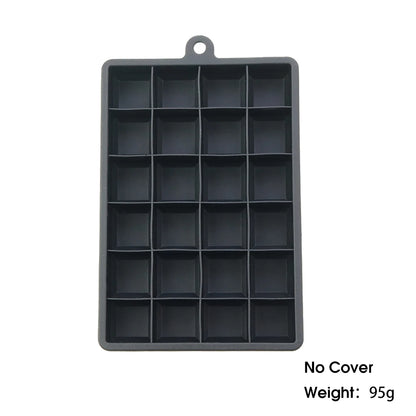 With Lid / No Lid 24-Hole Silicone Ice Tray Square Box Auxiliary Food Puree Cheese Jelly Mold Bar Kitchen Tool Cocktail Cube
