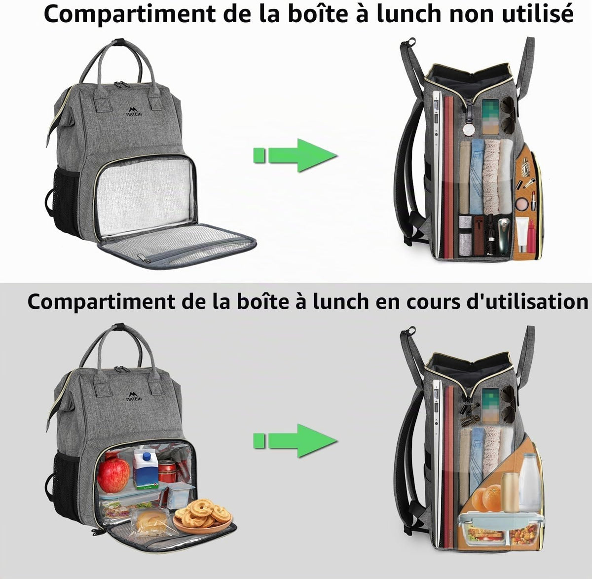 Sac a Dos Isotherme Repas Déjeuner Femme,Pour Ordinateur 15,6 Pouces