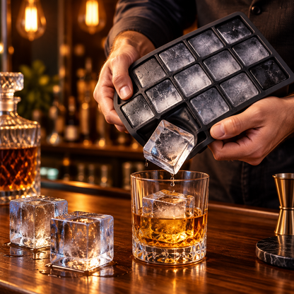 Black Grade Silicone 15-Grid Cube Jumbo Silicone Ice Cube Square Tray Mold Mould Non-Toxic Durable Bar Pub Wine Ice Blocks Maker
