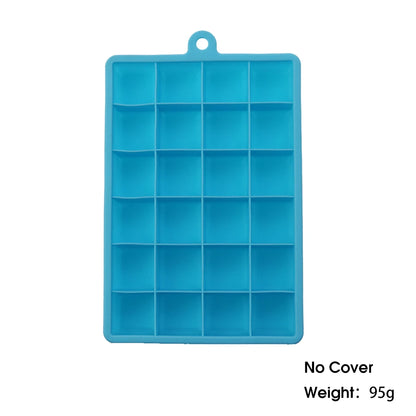 With Lid / No Lid 24-Hole Silicone Ice Tray Square Box Auxiliary Food Puree Cheese Jelly Mold Bar Kitchen Tool Cocktail Cube