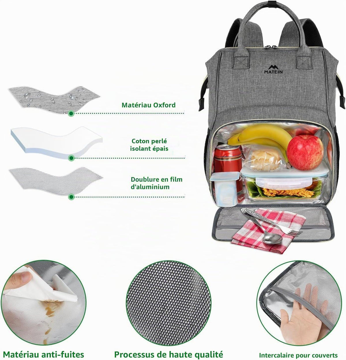 Sac a Dos Isotherme Repas Déjeuner Femme,Pour Ordinateur 15,6 Pouces
