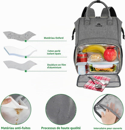 Sac a Dos Isotherme Repas Déjeuner Femme,Pour Ordinateur 15,6 Pouces